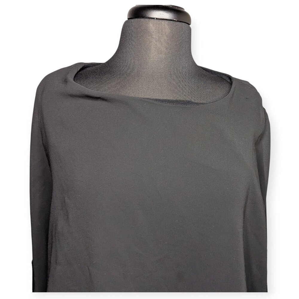 Joseph A Chic Black Cape Long Sleeve Pullover Blouse Size Large - Picture 2 of 14
